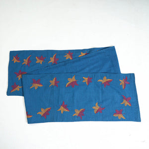 Blue - Chandi Mati Kantha Work Silk Cotton Table Runner
