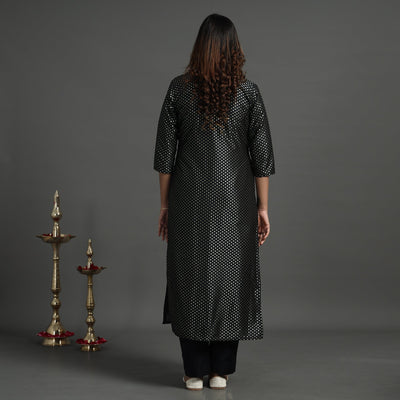 Black - Elegant Banarasi Brocade Silk Kurta with Pant Set