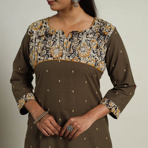 Brown - Mehfil Mosaic Cotton Straight Jacquard Kurta 01