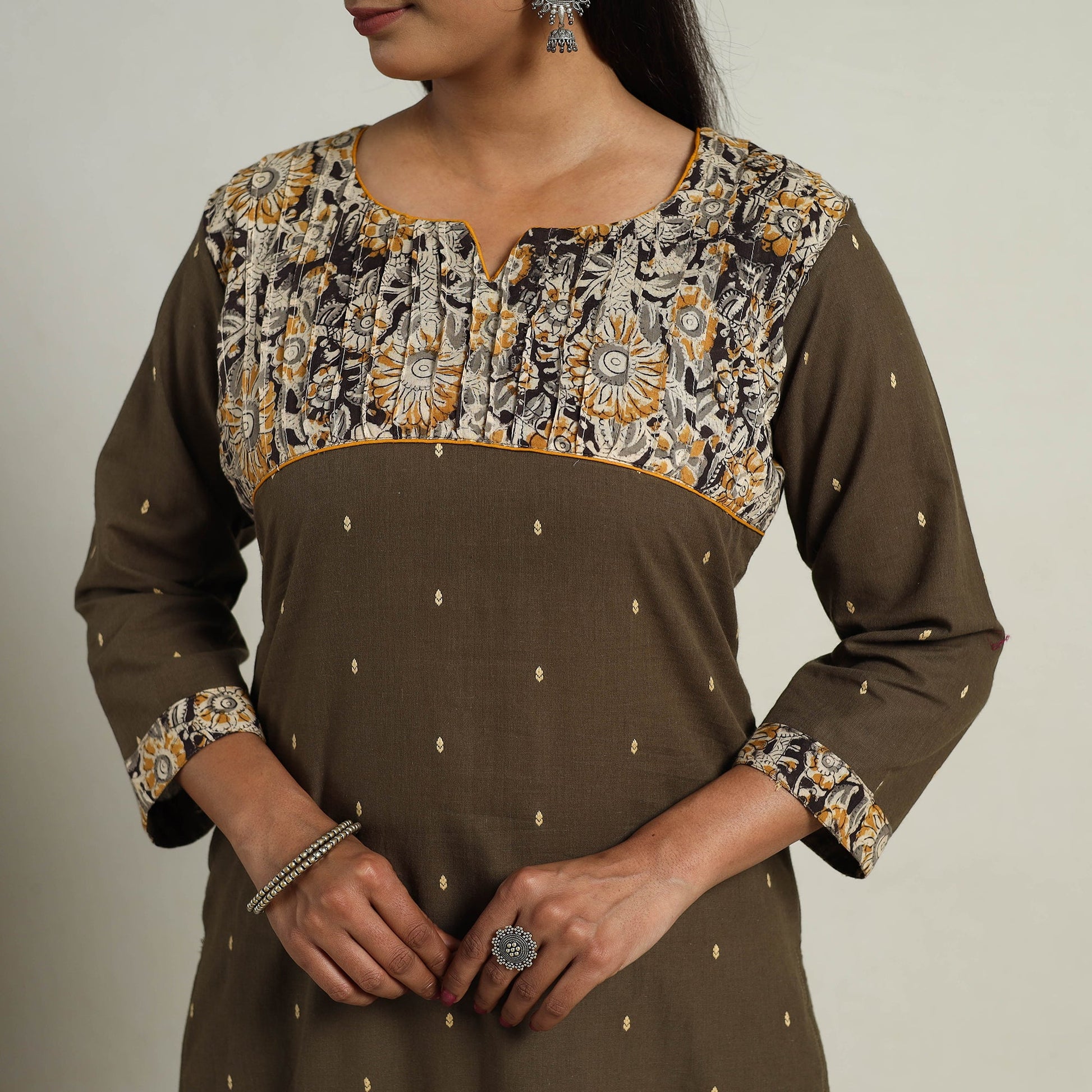 Brown - Mehfil Mosaic Cotton Straight Jacquard Kurta 01