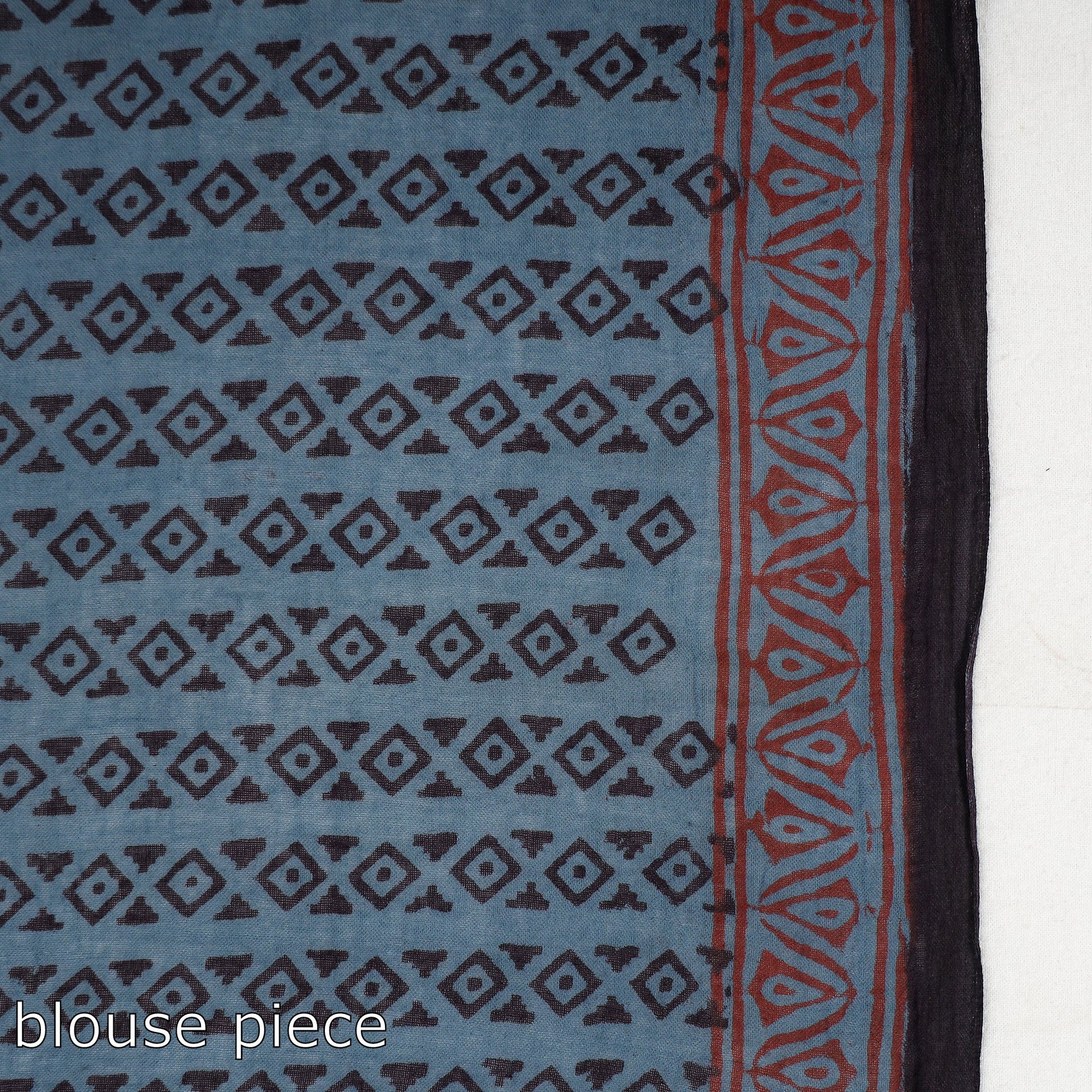Blue - Bagh Hand Block Printed Cotton Saree