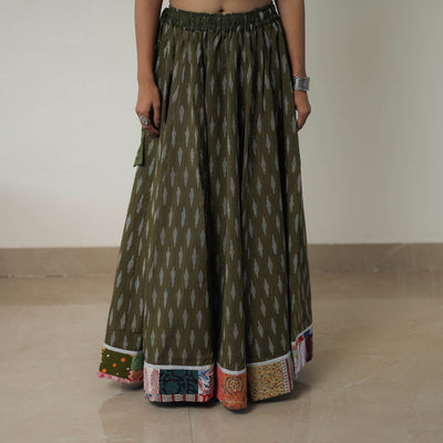 Green - 24 Kali Cotton Pochampally Ikat Skirt 09