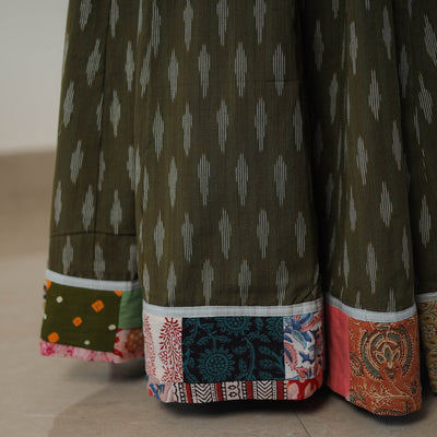 Green - 24 Kali Cotton Pochampally Ikat Skirt 09