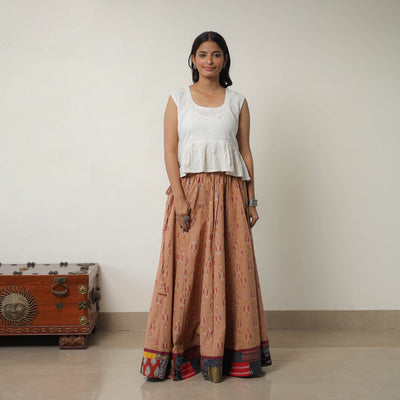 Brown - 24 Kali Cotton Pochampally Ikat Skirt 10