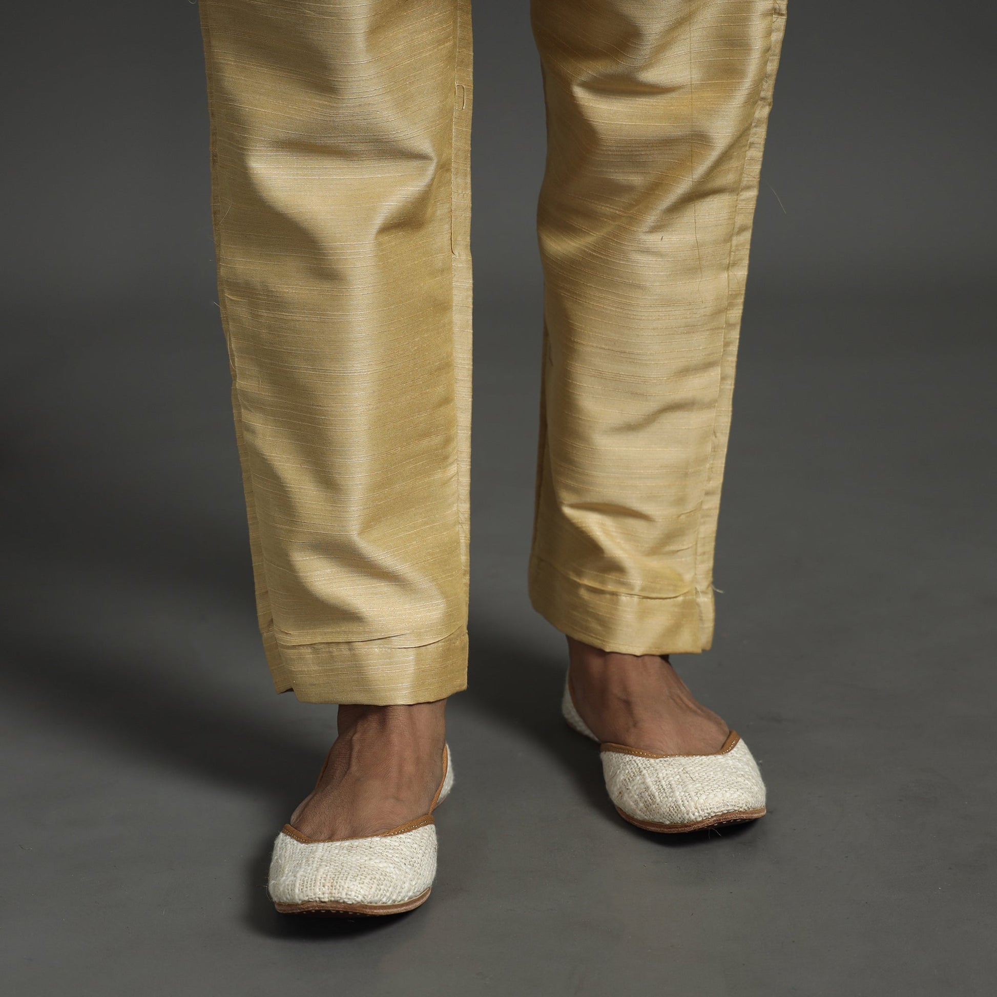 Beige - Elegant Banarasi Brocade Silk Kurta with Pant Set