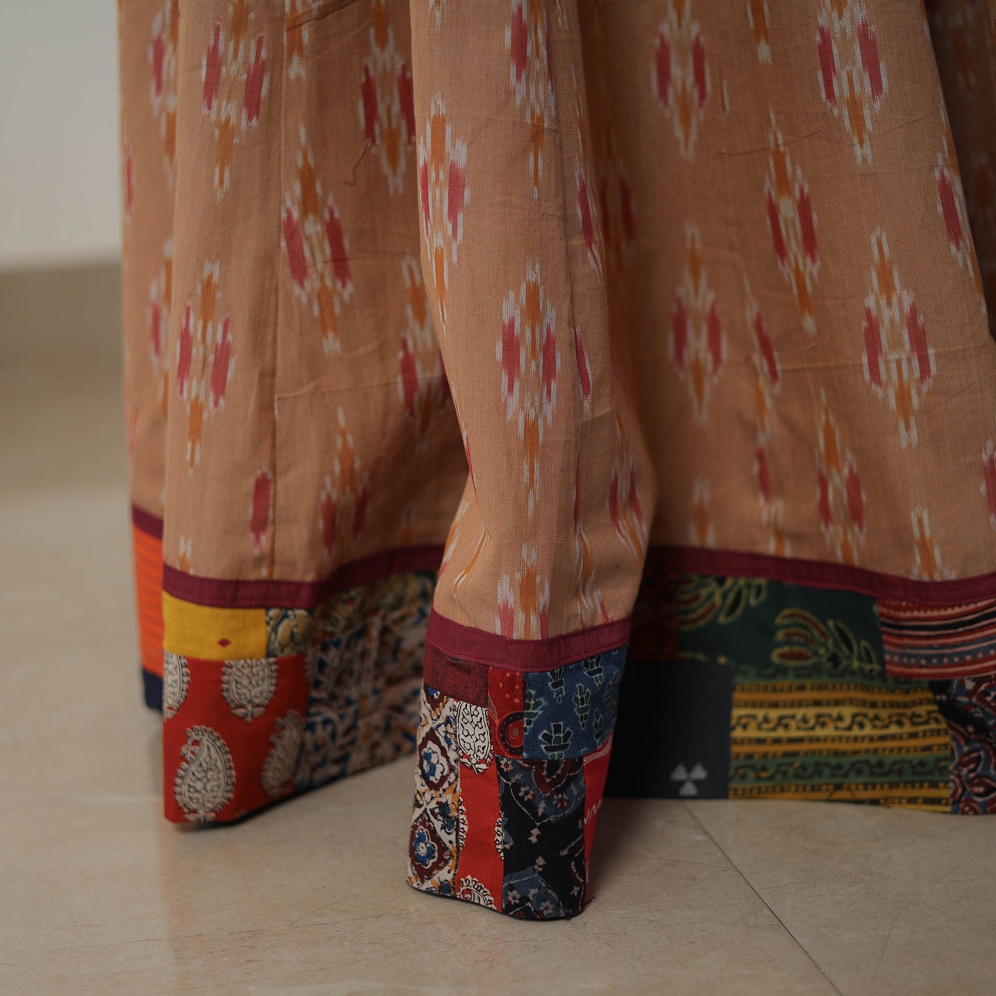 Brown - 24 Kali Cotton Pochampally Ikat Skirt 10