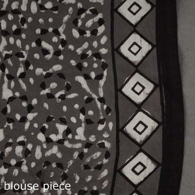 Black - Bagru Block Printed Mul Cotton Saree