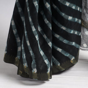 Black - Leheriya Tie-Dye Chanderi Silk Saree with Zari Border