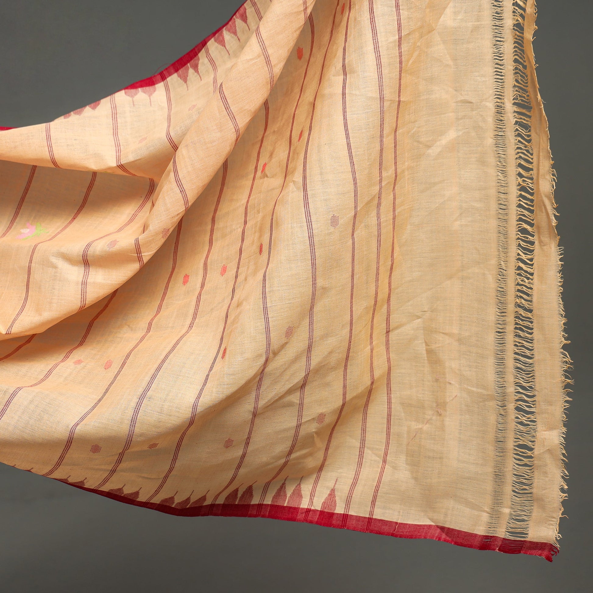 Peach - Traditional Moirangphee Manipuri Pure Handloom Cotton Saree