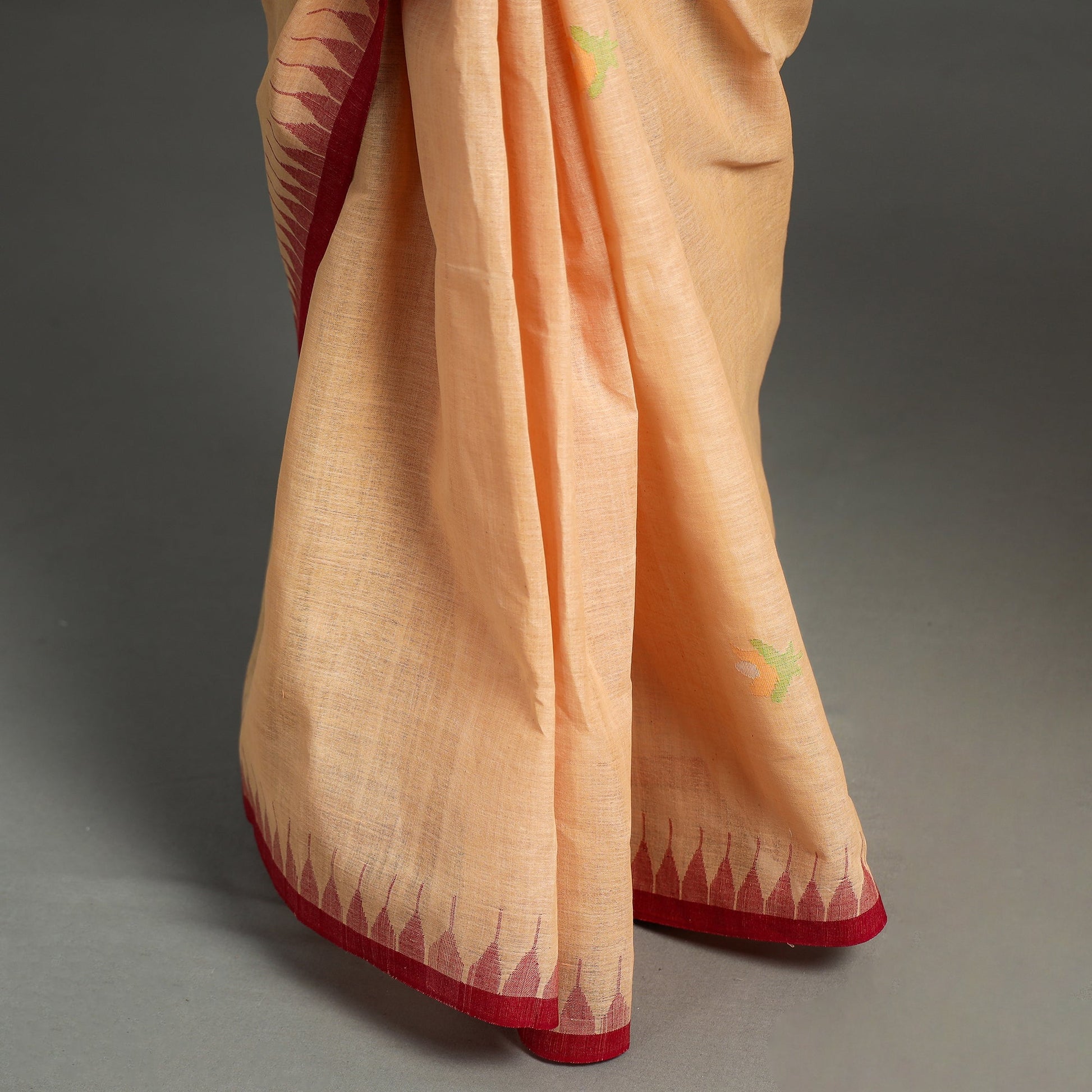 Peach - Traditional Moirangphee Manipuri Pure Handloom Cotton Saree