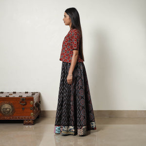 Black - 24 Kali Patchwork Block Printed Cotton Ajrakh Skirt 14