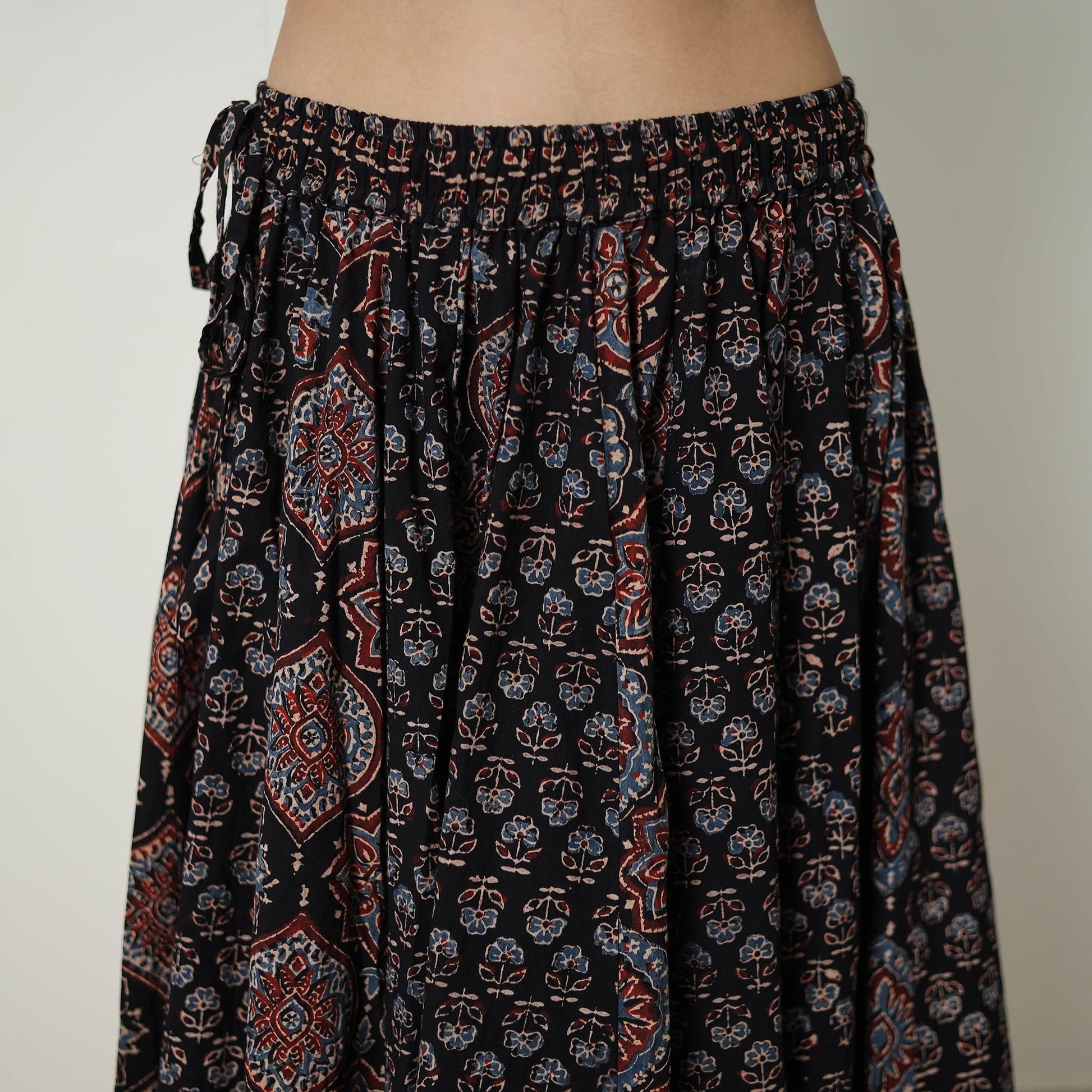 Black - 24 Kali Patchwork Block Printed Cotton Ajrakh Skirt 14