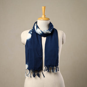 Blue - Cotton Tie-Dye Shibori Stole with Tassels 142