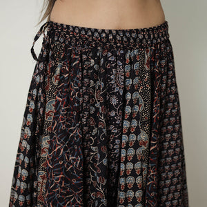 Black - 24 Kali Patchwork Block Printed Cotton Ajrakh Skirt 15