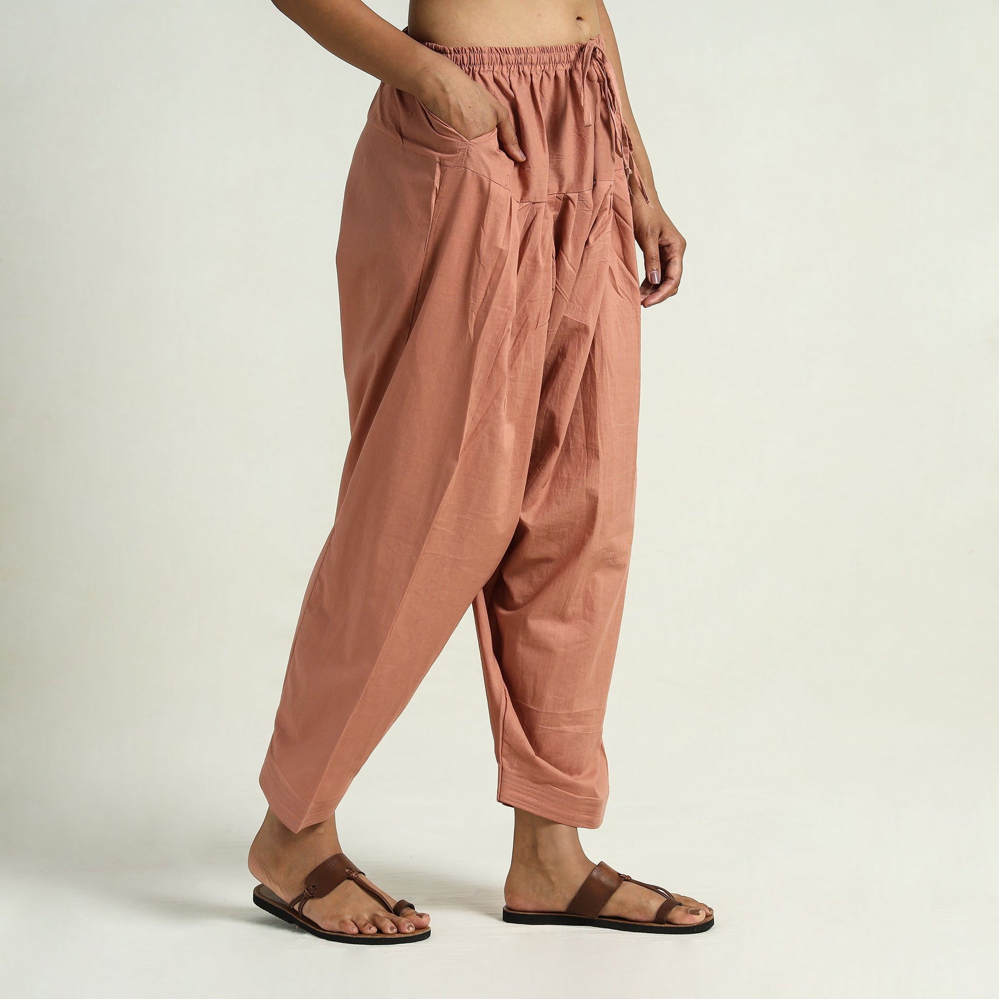 Brown - Plain Cotton Women Salwar 04