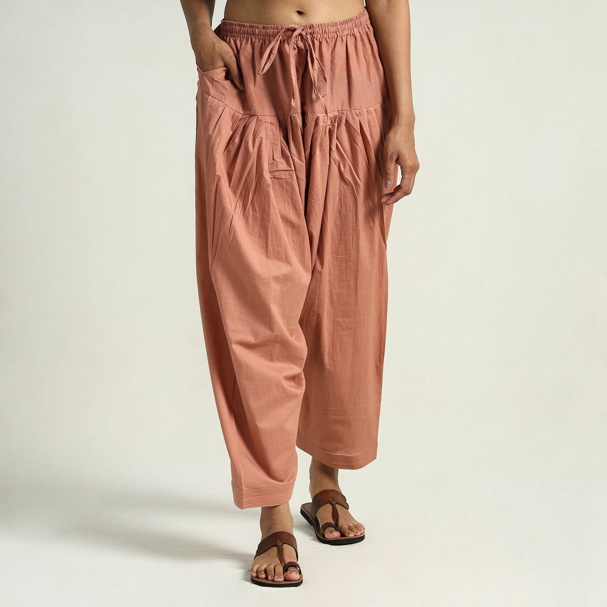 Brown - Plain Cotton Women Salwar 04