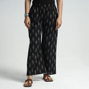 Black - Pochampally Ikat Weave Cotton Elasticated Palazzo