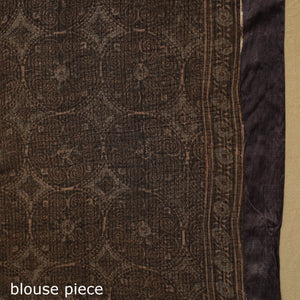 Black - Natural Dyed Block Print Kota Doria Cotton Ajrakh Saree 18
