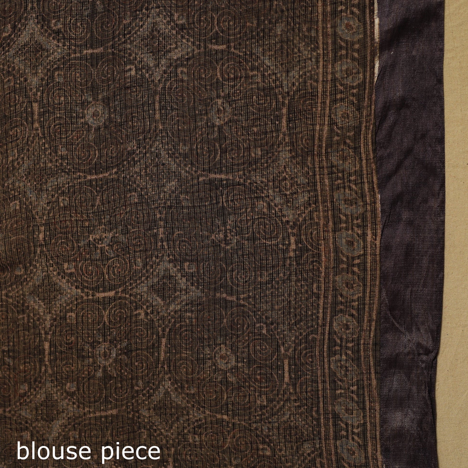 Black - Natural Dyed Block Print Kota Doria Cotton Ajrakh Saree 18