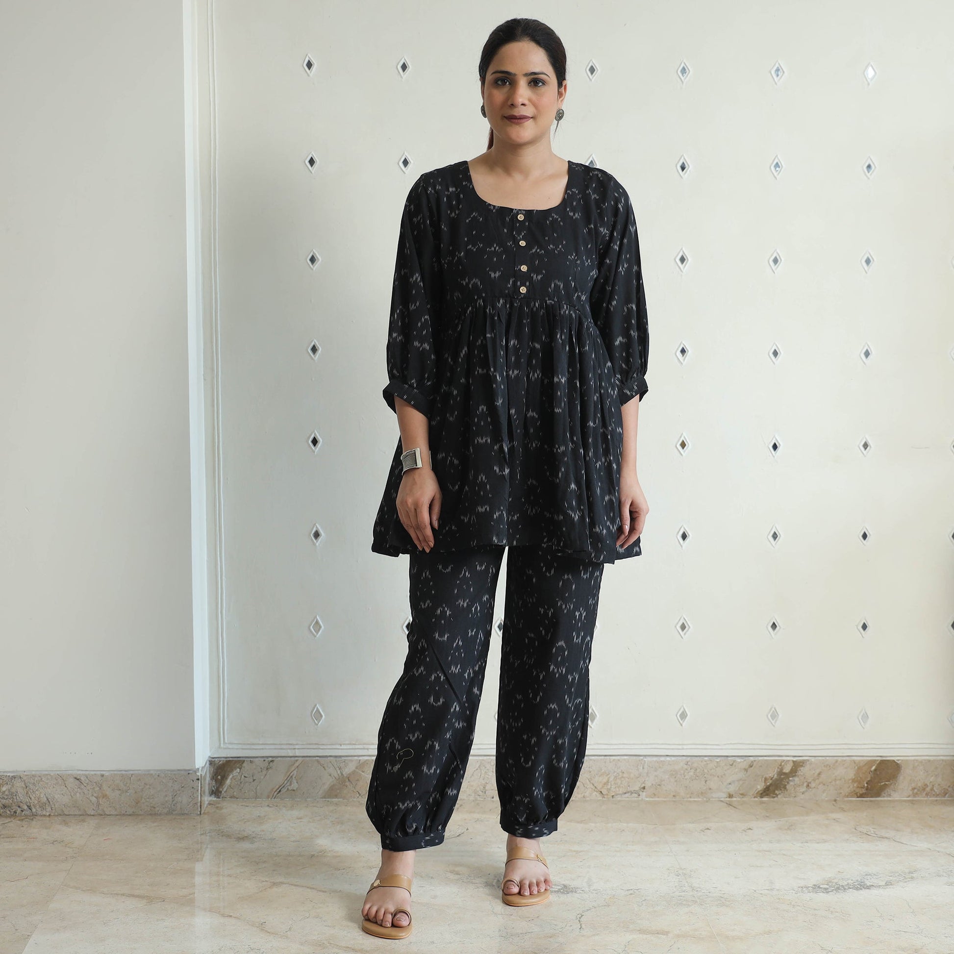 Black - Pochampally Ikat Cotton Co-Ord Set 08