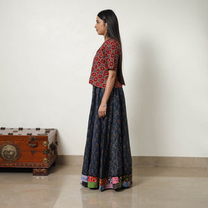 Blue - 24 Kali Patchwork Block Printed Cotton Ajrakh Skirt 18
