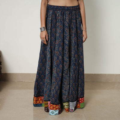 Blue - 24 Kali Patchwork Block Printed Cotton Ajrakh Skirt 18