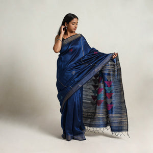 Blue - Festive Desi Tussar Silk Bhagalpuri Handloom Saree 17