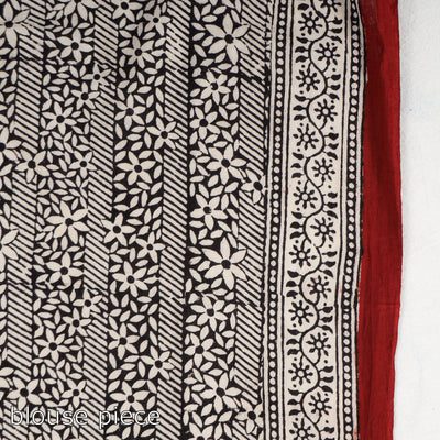 Beige - Bagh Hand Block Printed Natural Dyed Cotton Saree