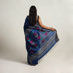 Blue - Festive Desi Tussar Silk Bhagalpuri Handloom Saree 17