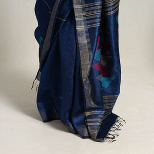 Blue - Festive Desi Tussar Silk Bhagalpuri Handloom Saree 17