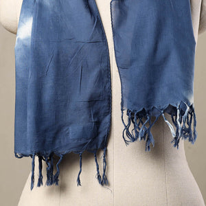 Blue - Cotton Tie-Dye Shibori Stole with Tassels 149