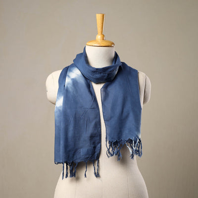 Blue - Cotton Tie-Dye Shibori Stole with Tassels 149