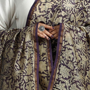Beige - Block Printed Chanderi Silk Sanganeri Dupatta 19