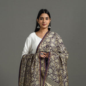 Beige - Block Printed Chanderi Silk Sanganeri Dupatta 19