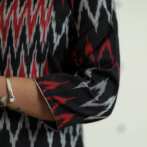 Black - Pochampally Ikat Weave Cotton Long Kurta