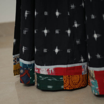 Black - 24 Kali Cotton Pochampally Ikat Skirt 17