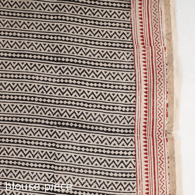 Beige - Bagh Hand Block Printed Natural Dyed Chanderi Silk Saree