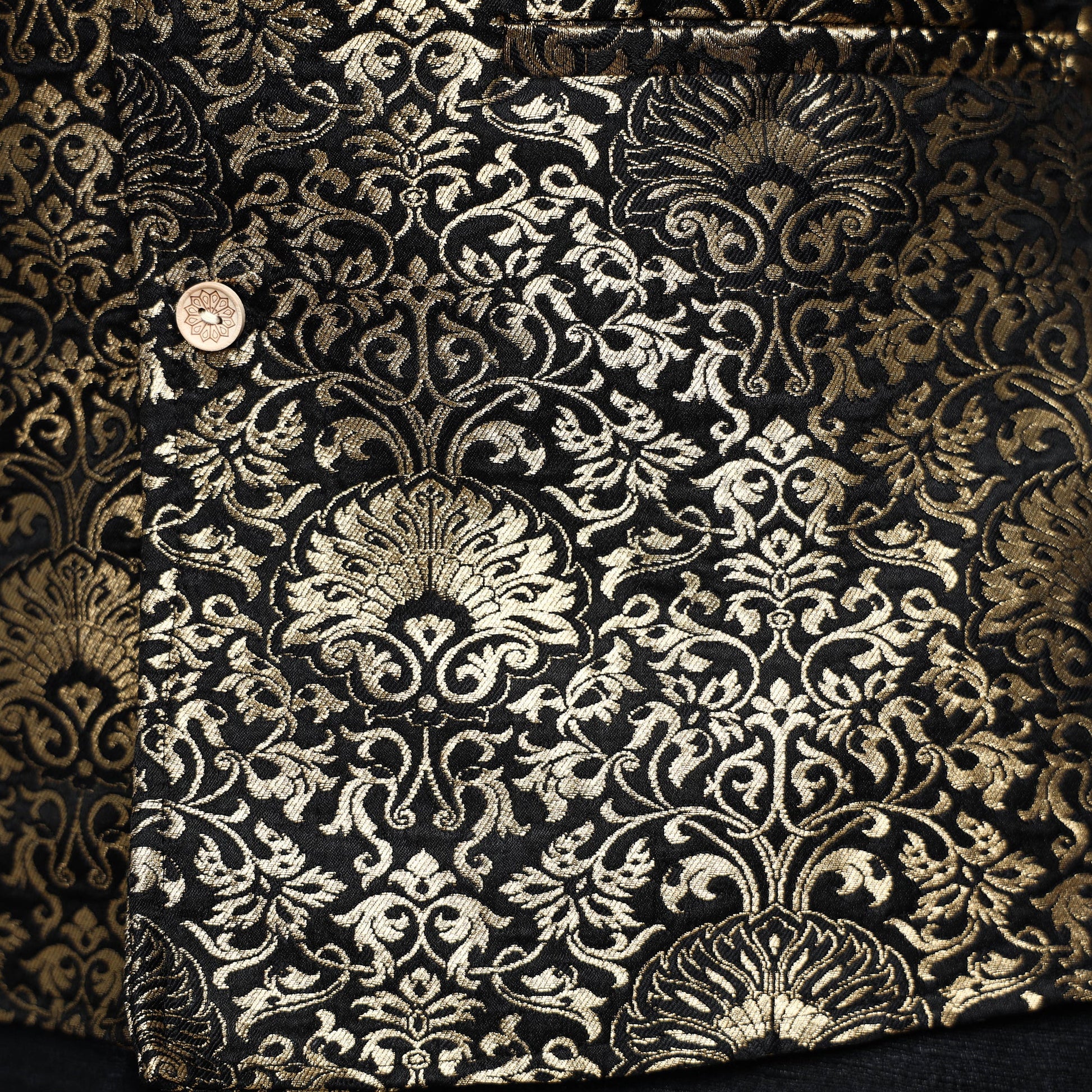 Black - Banarasi Brocade Silk Nehru Jacket