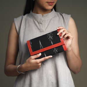 Black - Handcrafted Ikat Weave Leather Wallet