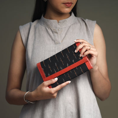 Black - Handcrafted Ikat Weave Leather Wallet
