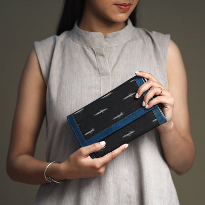 Black - Handcrafted Ikat Weave Leather Wallet