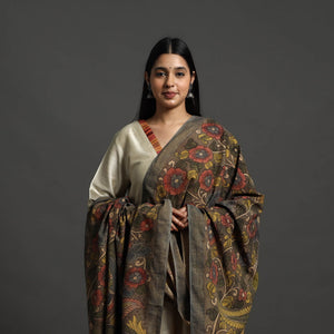 Brown - Mangalagiri Cotton Handpainted Pen Work Kalamkari Dupatta 29