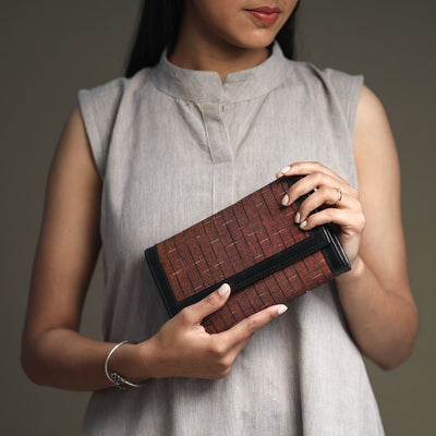 Brown - Handcrafted Ikat Weave Leather Wallet