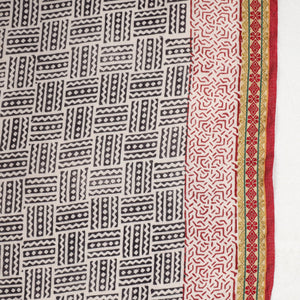 Black - Bagh Hand Block Printed Natural Dyed Cotton Saree with Zari Border