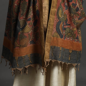Brown - Mangalagiri Cotton Handpainted Pen Work Kalamkari Dupatta 26