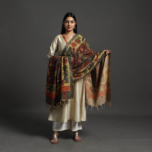 Brown - Mangalagiri Cotton Handpainted Pen Work Kalamkari Dupatta 27