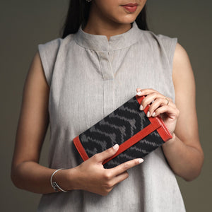 Black - Handcrafted Ikat Weave Leather Wallet