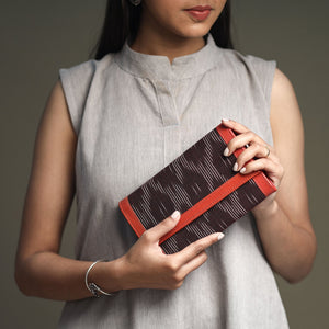 Brown - Handcrafted Ikat Weave Leather Wallet