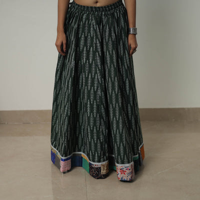 Green - 24 Kali Cotton Pochampally Ikat Skirt 24