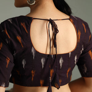 Brown - Pochampally Ikat Cotton Stitched Blouse